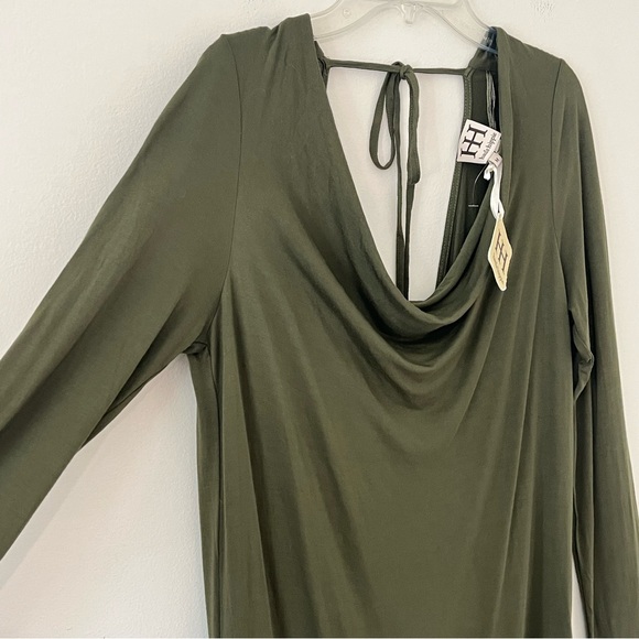 Haute Hippie Green Faux Wrap / Open Back Long Sleeve Stretch Dress - Picture 4 of 16